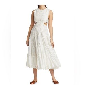 Zimmermann new with tags white Cassia Yoke dress. Cutout sides. US size 4.